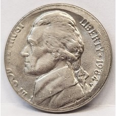 UNITED STATES OF AMERICA 1984 . FIVE 5 CENTS COIN . ERROR . MIS-STRIKE . OFF CENTRE